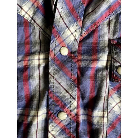 WRANGLER PEARL BUTTON LONG SLEEVE WESTERN SHIRT PLAID SIZE XL - Picture 2 of 4